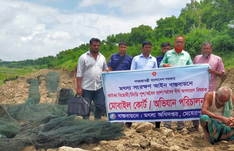 মুজিবনগরে ভৈরব নদীতে ভ্রাম্যমান আদালতের অভিযান